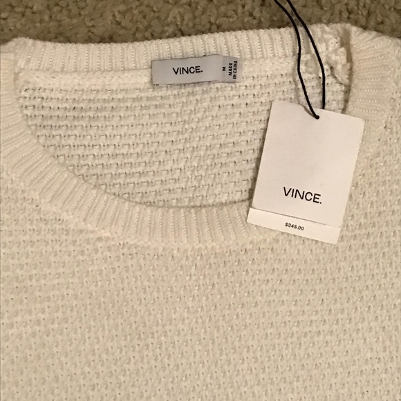 Vince Graphic Stitch Crew Neck Sweater in White - Picture 5 of 5